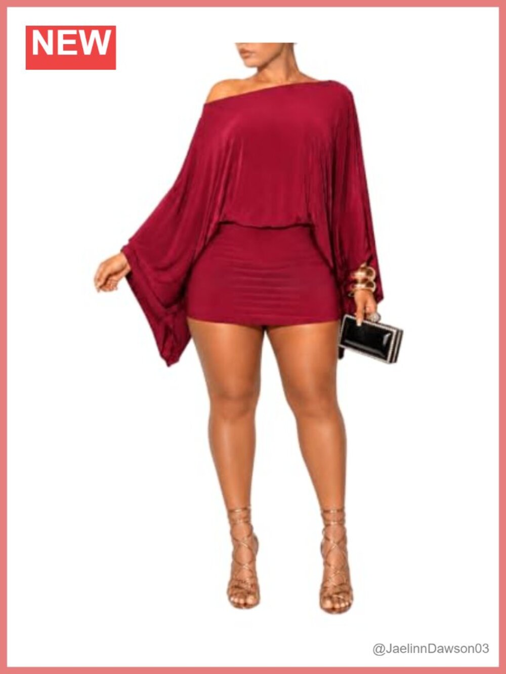 Off Shoulder Mini Dress Batwing Long Sleeve Party Cocktail